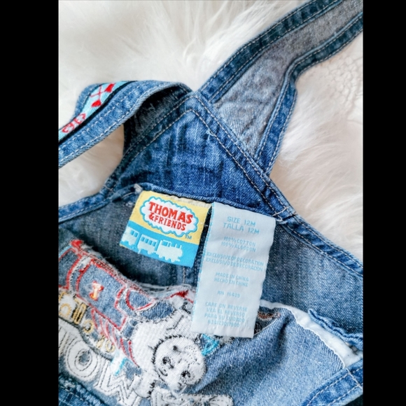 Vintage Thomas the Train Denim Overalls Size 12 months - Picture 5 of 5